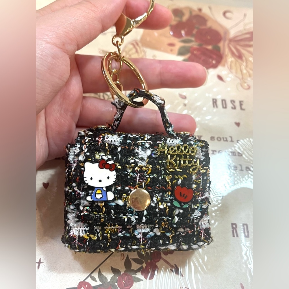 Hello Kitty Black and Gold Mini Bag Charm